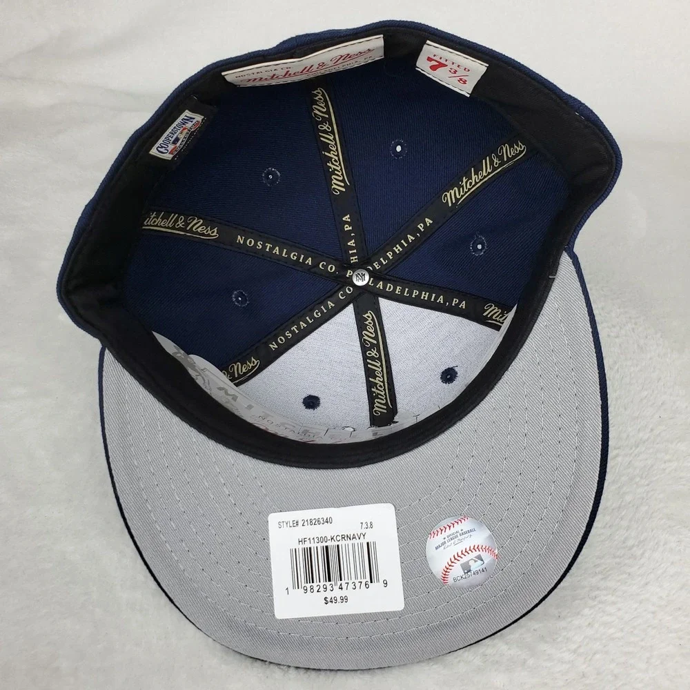 KC‎ Royals Mitchell & Ness MLB Fitted 7 3/8 Liberty Fit Hat Cap Navy NWT